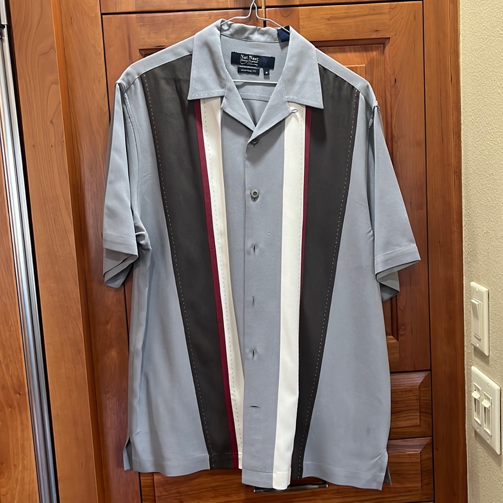 Nat Nash Luxury Original Mens ShirtAmerican Fit Size M TALL 100% Silk fits 6’3